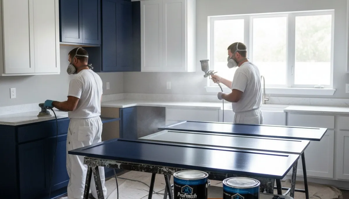 Professional cabinet painting in Philadelphia, PA transforming kitchen cabinets with smooth finish