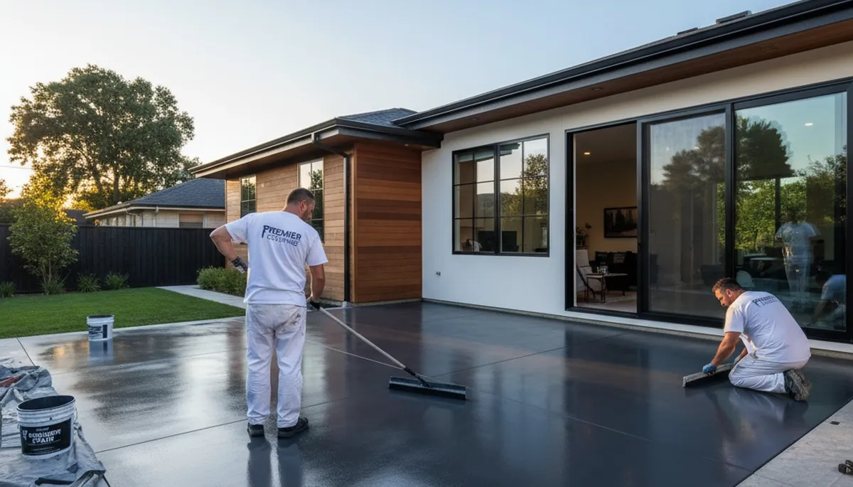 Professional concrete staining for garage floor in Philadelphia, PA by local house painting experts
