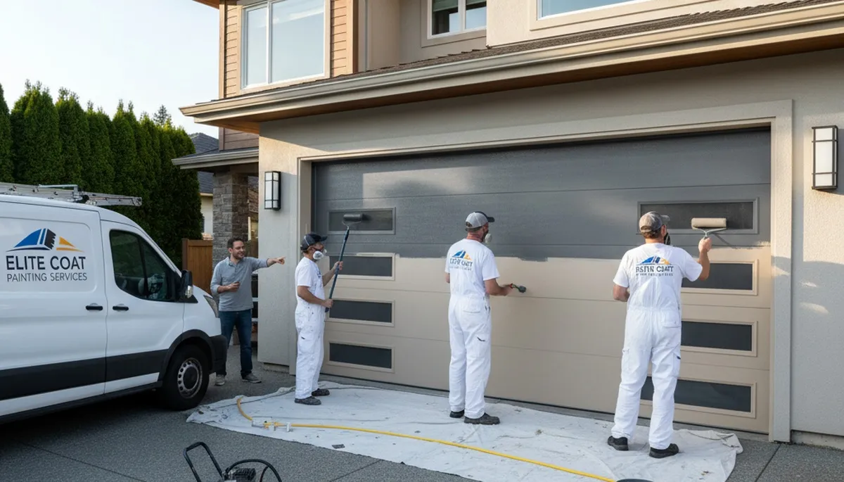 Professional garage door painting by house painters in Philadelphia, PA for lasting curb appeal