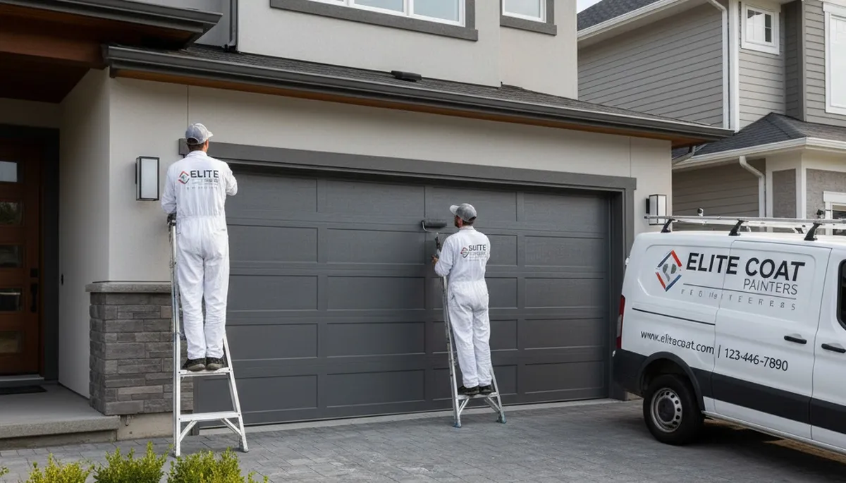 Professional garage door painting by house painters in Philadelphia, PA enhancing home curb appeal