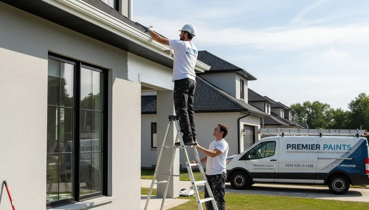 Professional gutter painting on residential home exterior in Philadelphia, PA