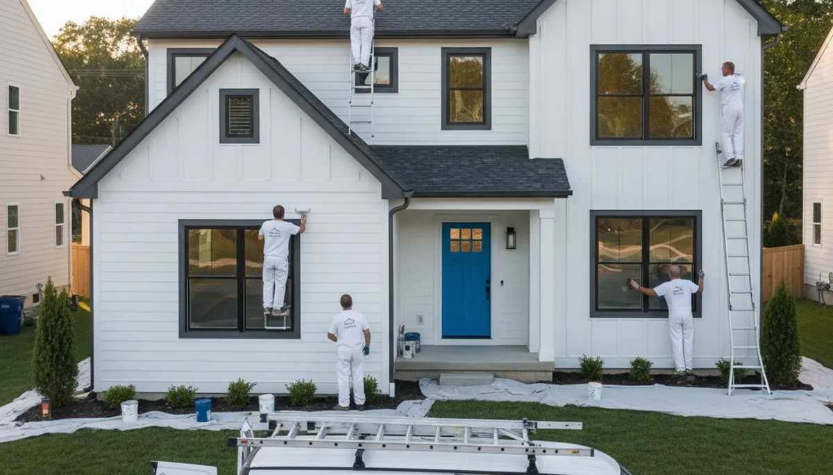 Professional house painters in Philadelphia PA painting home exterior with quality finish