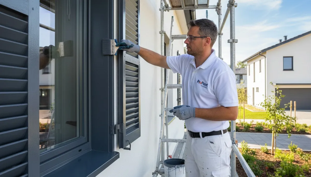Professional shutter painting and refinishing on a Philadelphia, PA home exterior