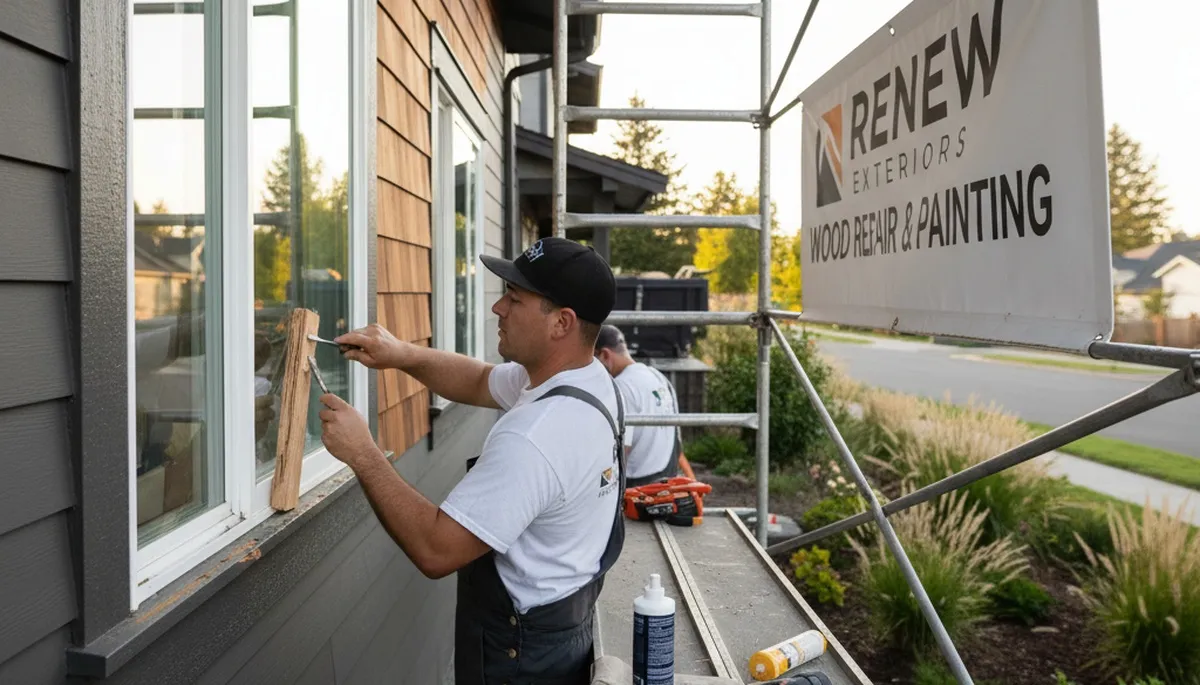 Professional wood rot repair on home siding by expert painters in Philadelphia, PA